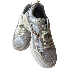 Madden Girl Womens White Mesh w/Silver Metallic Lace Up Cushion Sneaker Size 7.5